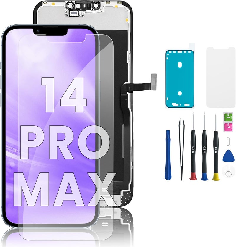 EXW for iPhone 14 PRO MAX Screen Replacement 6.7" Full HD LCD Display Digitizer, Quality Touch Screen with Repair Tools, Waterproof Seal & Protector – Compatible with A2894, A2651, A2893, A2896, A2895 - Image 1